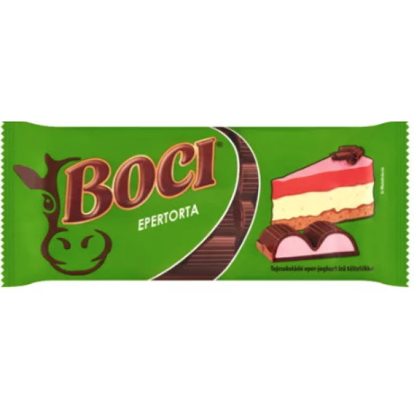 Afbeeling Boci chocoladereep 90g met aardbeien en crèmevulling
