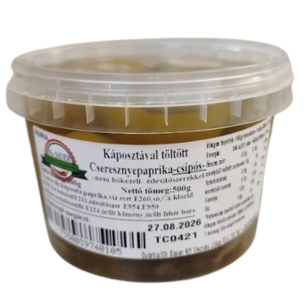 Afbeeling Mr.Sauer - Vecsési Savanyúság - Met kool gevulde kersenpepers, pittig 300g
