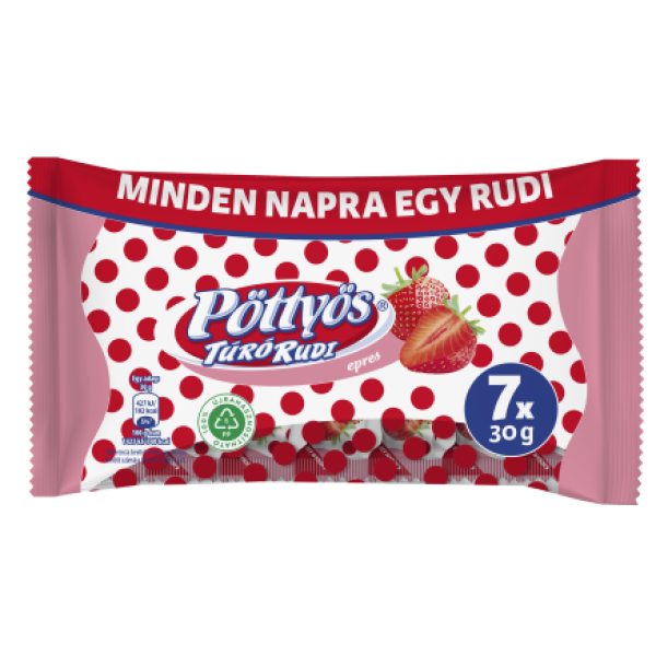 Afbeeling Pöttyös Túró Rudi 7x30g met aardbei